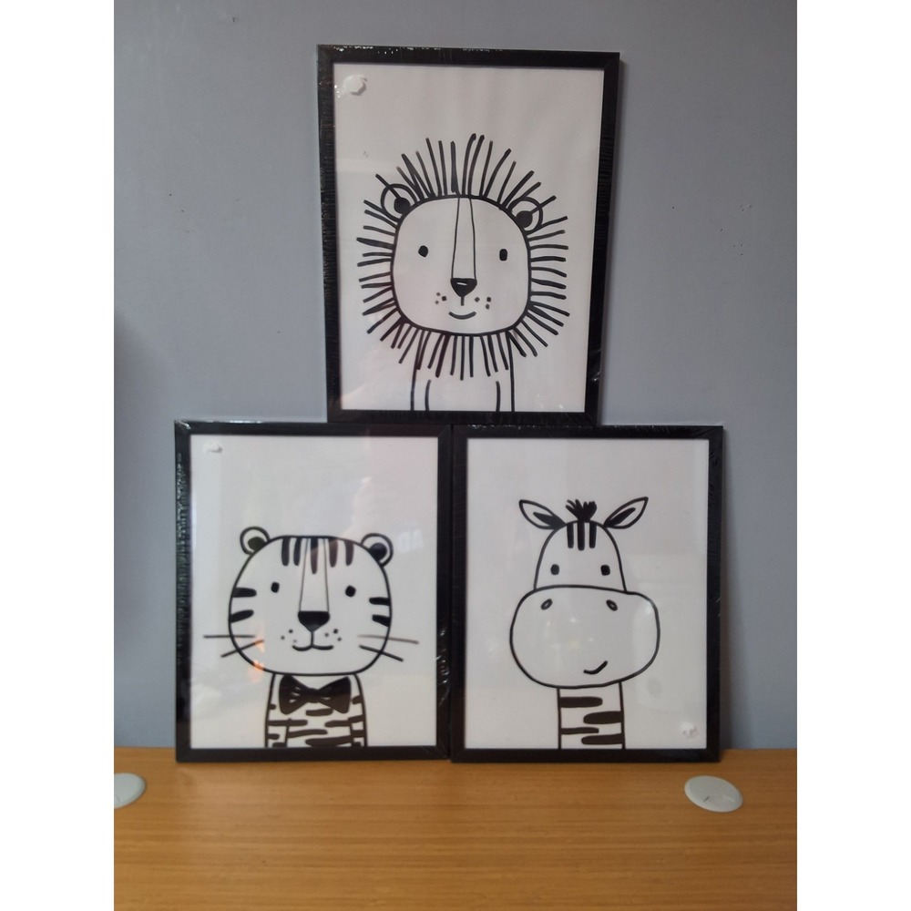Sealed Set Of‎ Framed Animal Prints Suitable For Any Child's Room. Lot Of 3. NEW